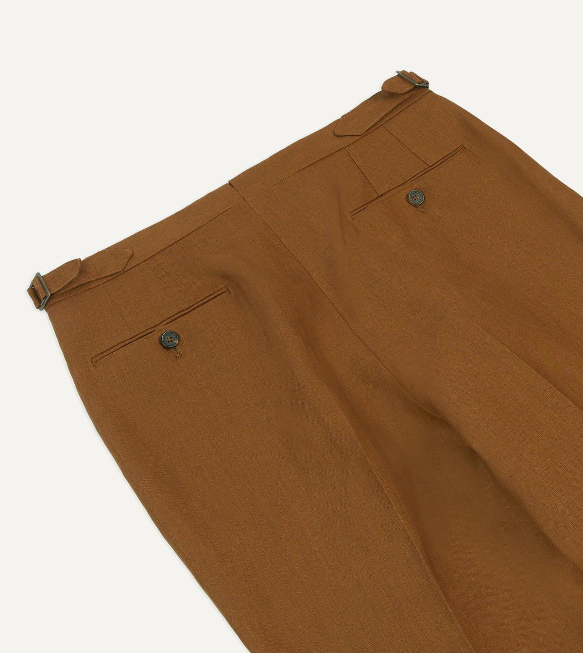 Drake's Brown Irish Linen Single Pleat Trouser