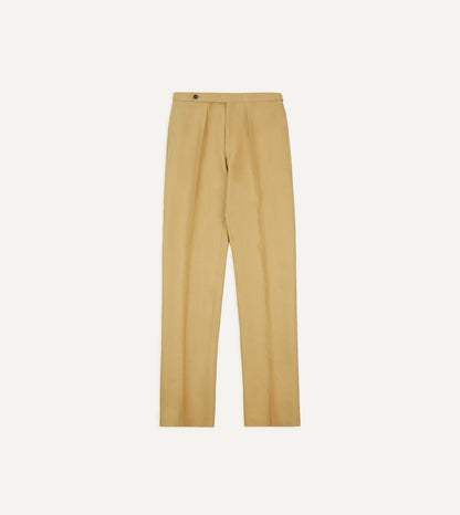 Drake's Sand Irish Linen Single Pleat Trouser