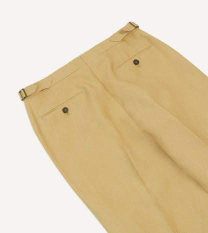 Drake's Sand Irish Linen Single Pleat Trouser