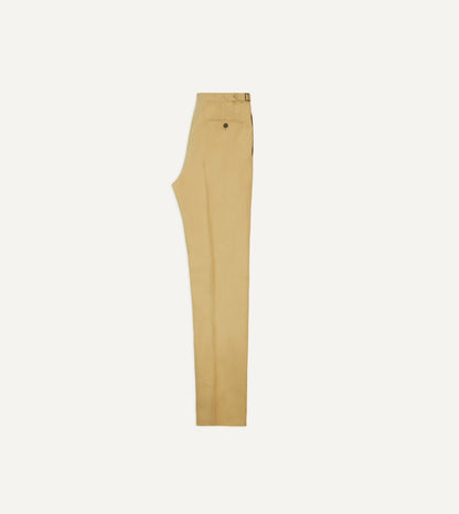 Drake's Sand Irish Linen Single Pleat Trouser