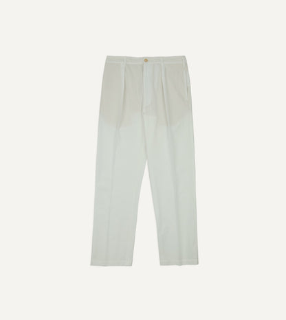 Drake's White Seersucker Games Trousers
