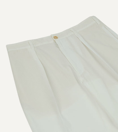 Drake's White Seersucker Games Trousers