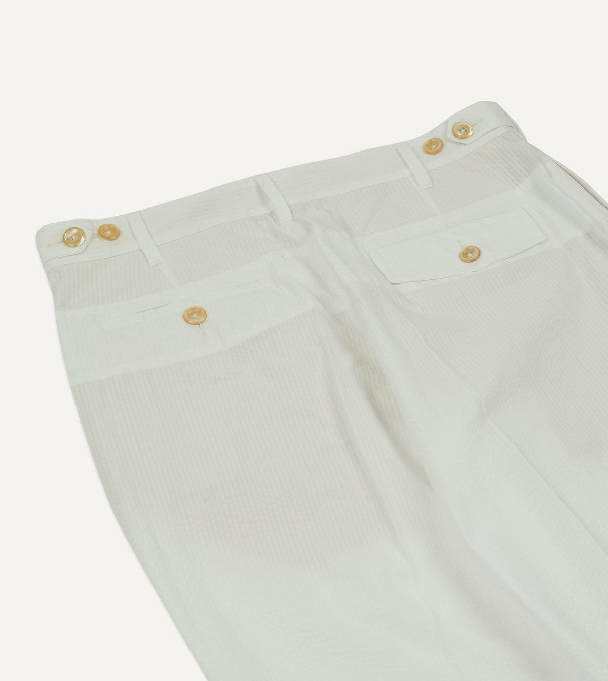 Drake's White Seersucker Games Trousers