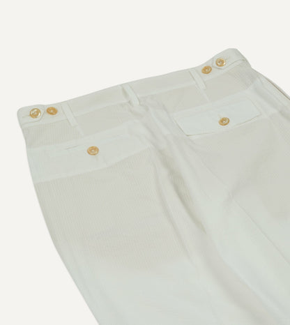 Drake's White Seersucker Games Trousers