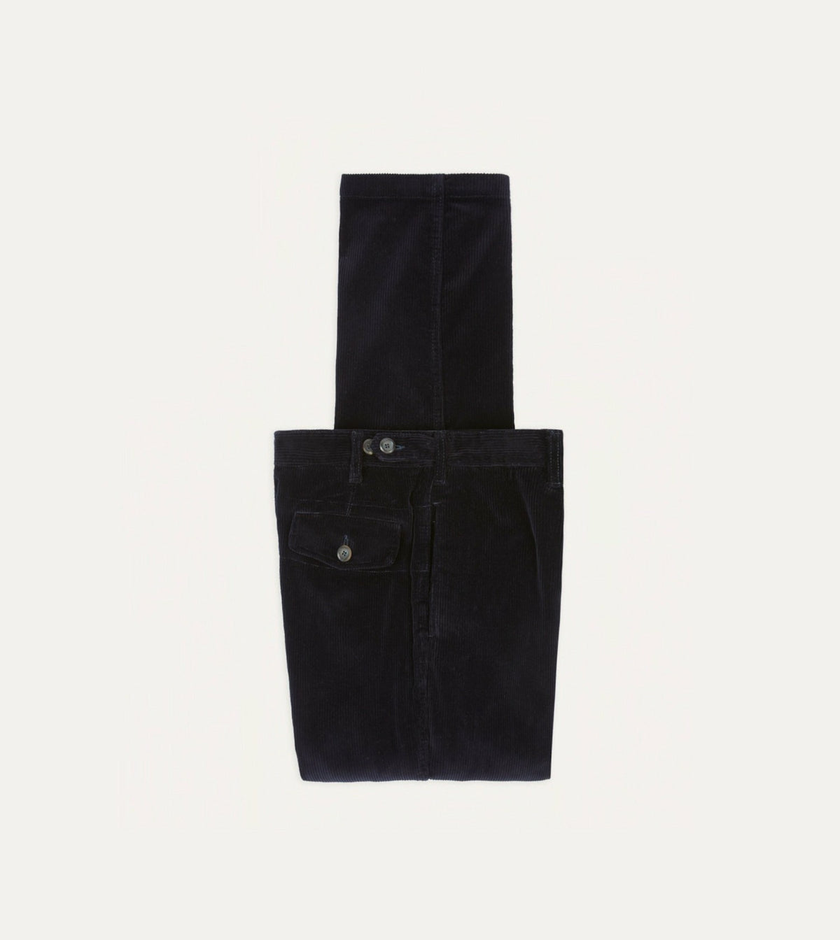 Drake's Navy Cotton Corduroy Games Trousers