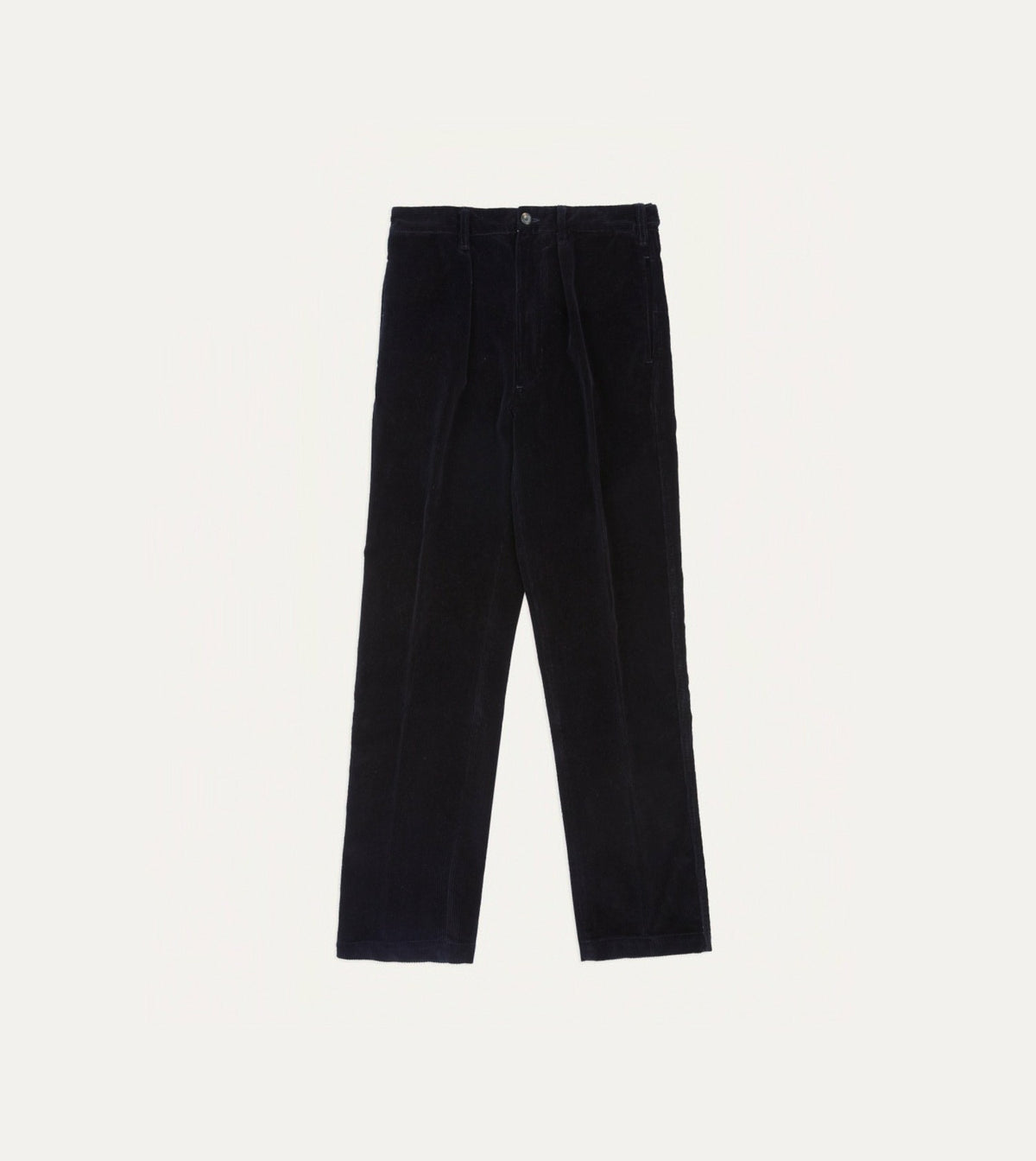 Drake's Navy Cotton Corduroy Games Trousers
