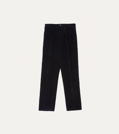 Drake's Navy Cotton Corduroy Games Trousers