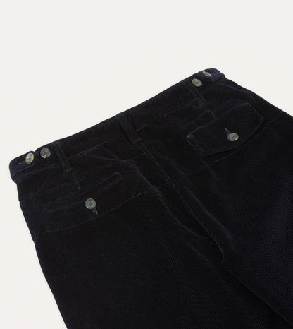 Drake's Navy Cotton Corduroy Games Trousers