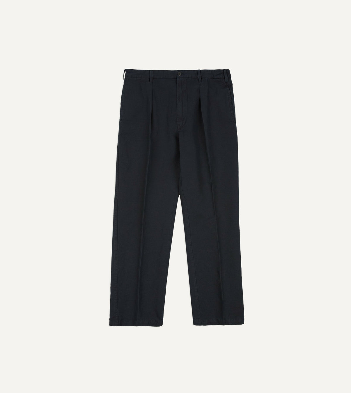 Drake's Navy Cotton-Linen Games Trouser