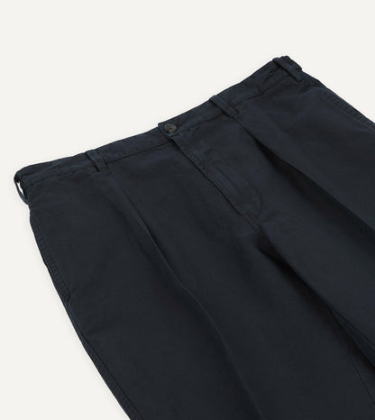 Drake's Navy Cotton-Linen Games Trouser