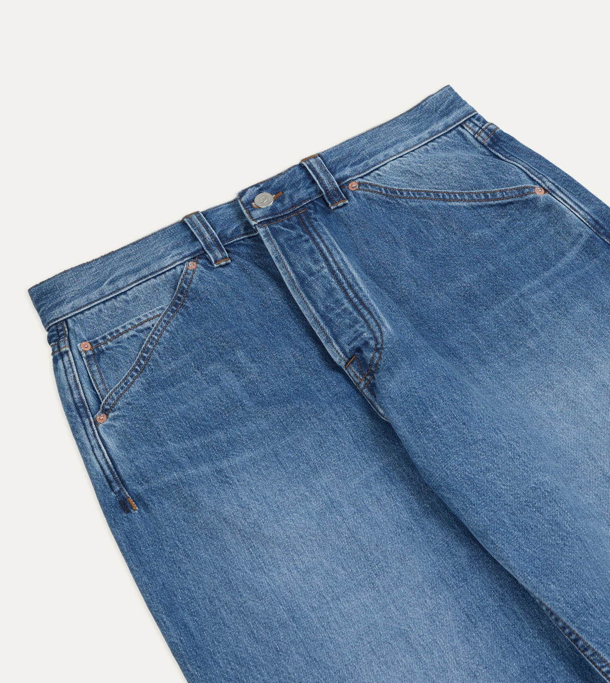 Drake's Stone Wash 13oz Seamless Denim Five-Pocket Jeans