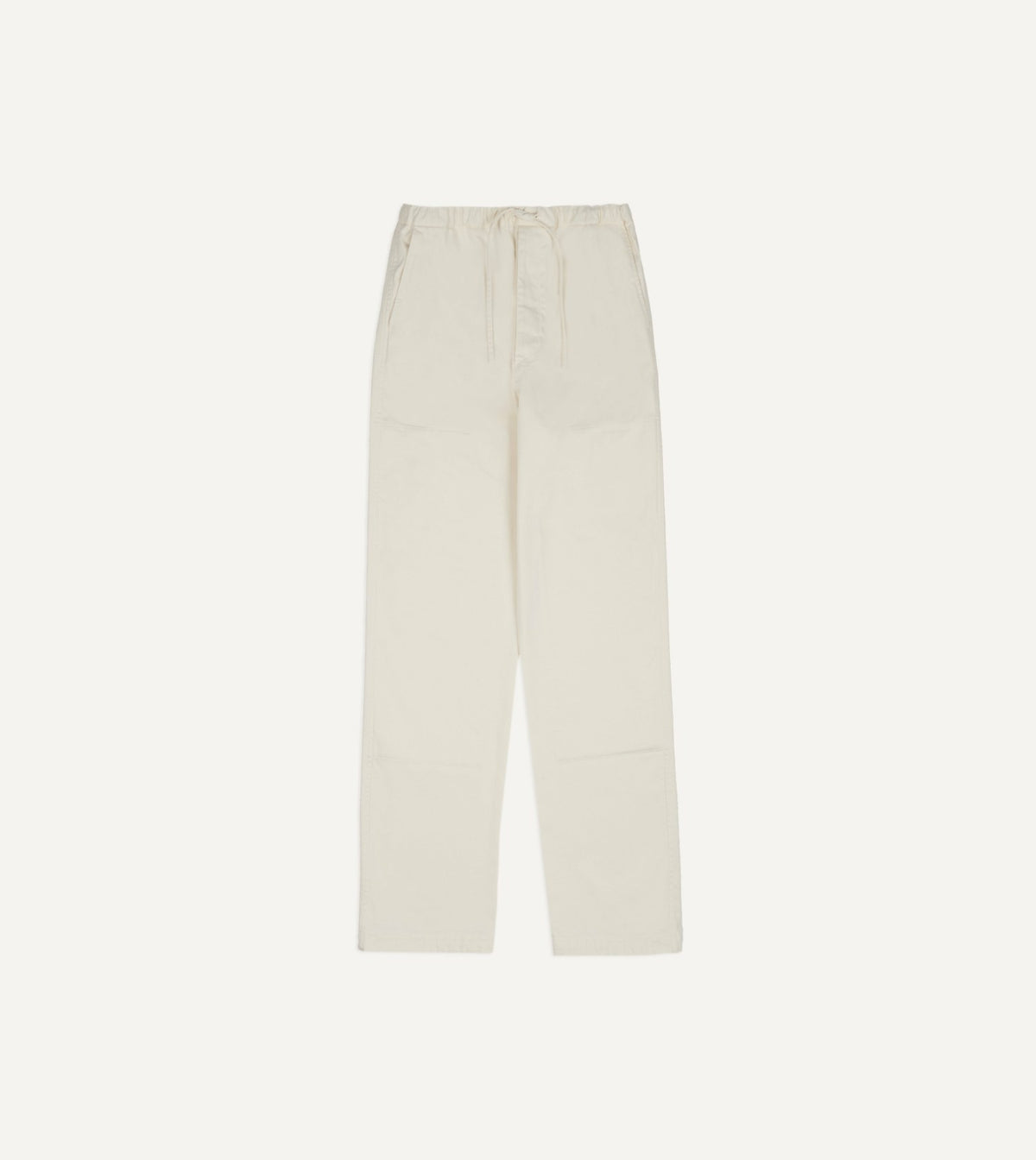 Drake's Ecru Cotton Drawstring Trousers