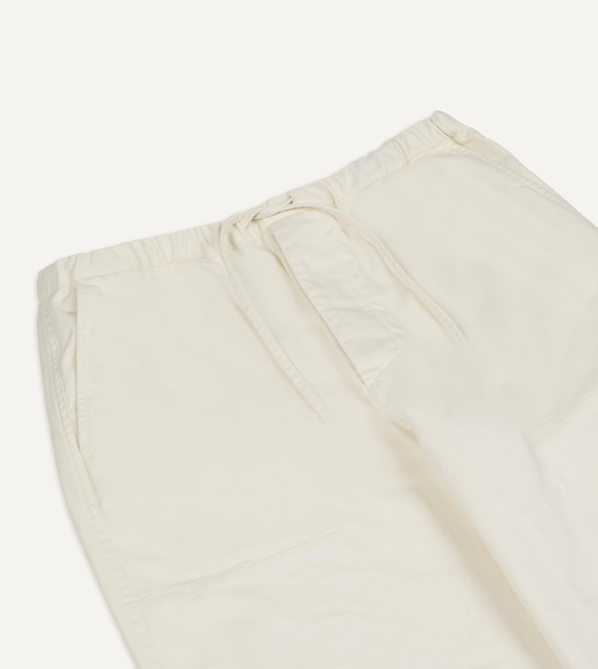 Drake's Ecru Cotton Drawstring Trousers