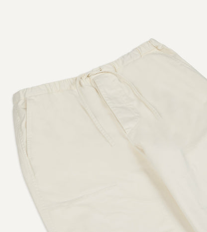 Drake's Ecru Cotton Drawstring Trousers
