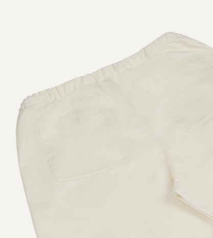 Drake's Ecru Cotton Drawstring Trousers
