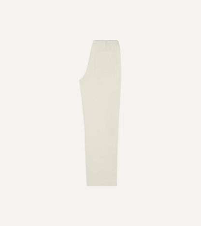 Drake's Ecru Cotton Drawstring Trousers