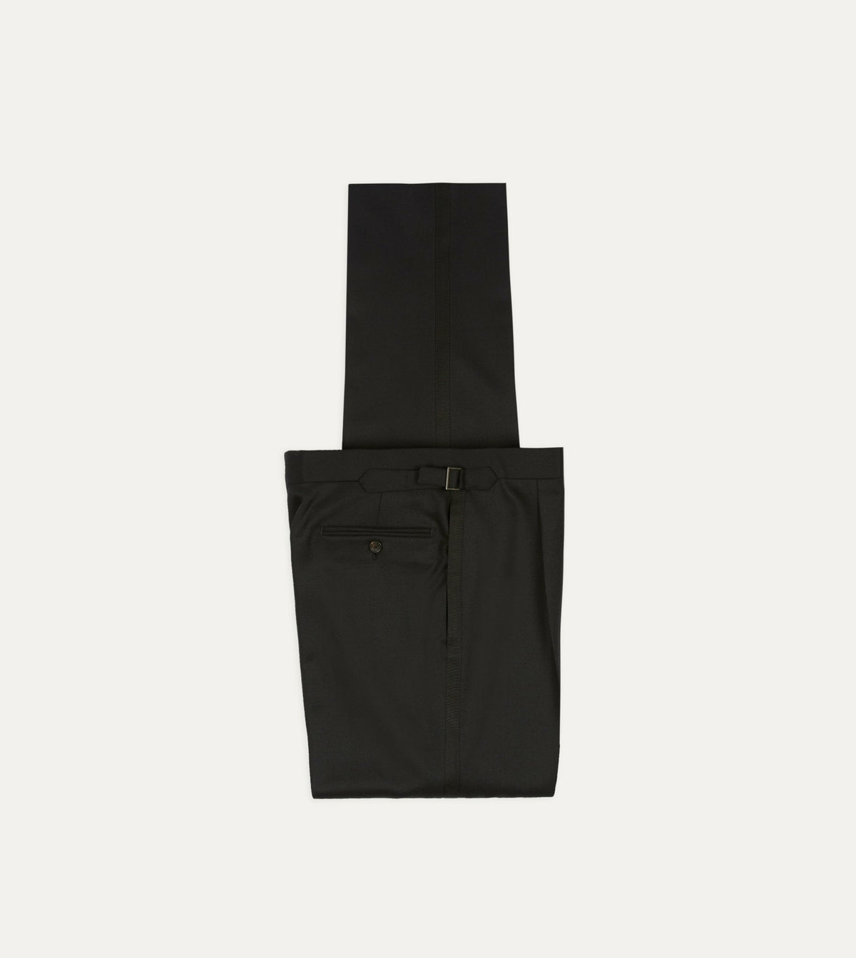 Drake's Black Barathea Wool Dinner Trousers