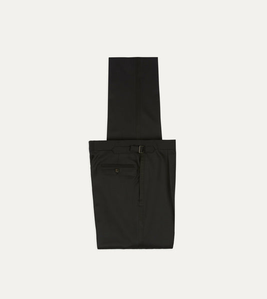 Drake's Black Barathea Wool Dinner Trousers