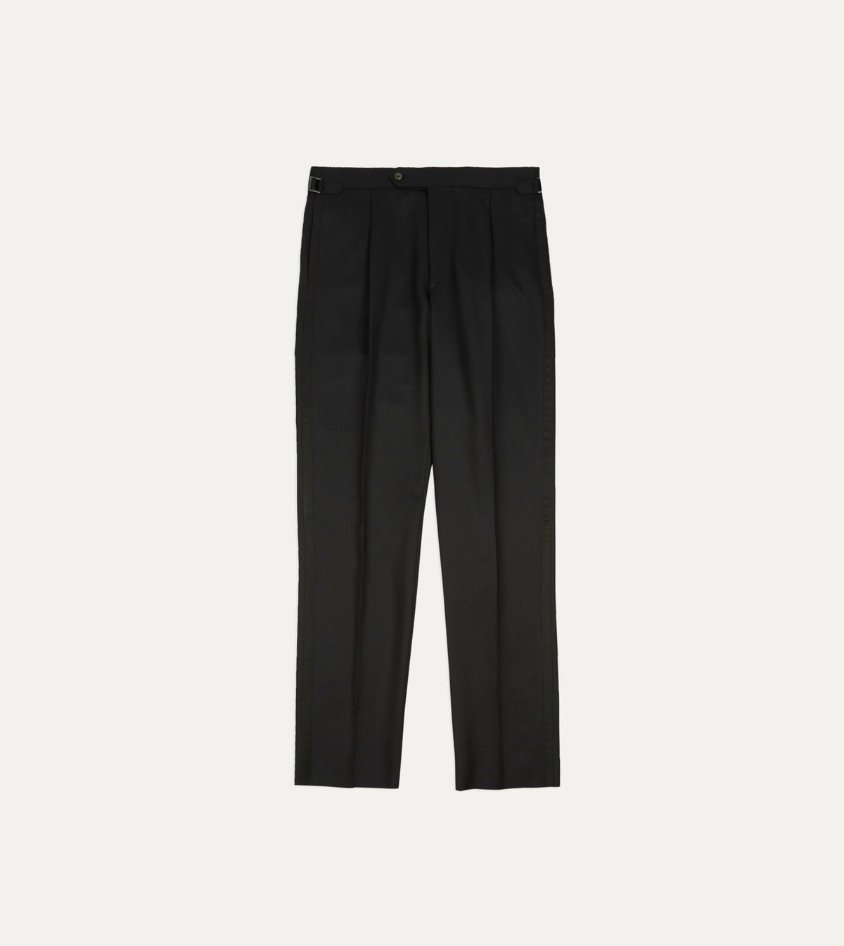 Drake's Black Barathea Wool Dinner Trousers