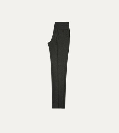 Drake's Grey Prince of Wales Check Wool Flannel Single-Pleat Trouser