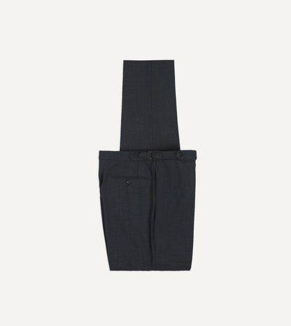 Drake's Charcoal Tropical Wool Single Pleat Trouser