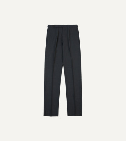 Drake's Charcoal Tropical Wool Single Pleat Trouser