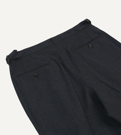 Drake's Charcoal Tropical Wool Single Pleat Trouser