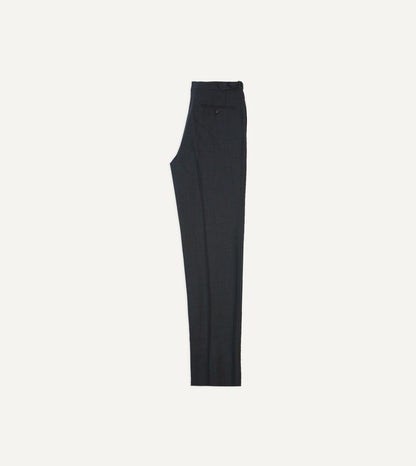 Drake's Charcoal Tropical Wool Single Pleat Trouser