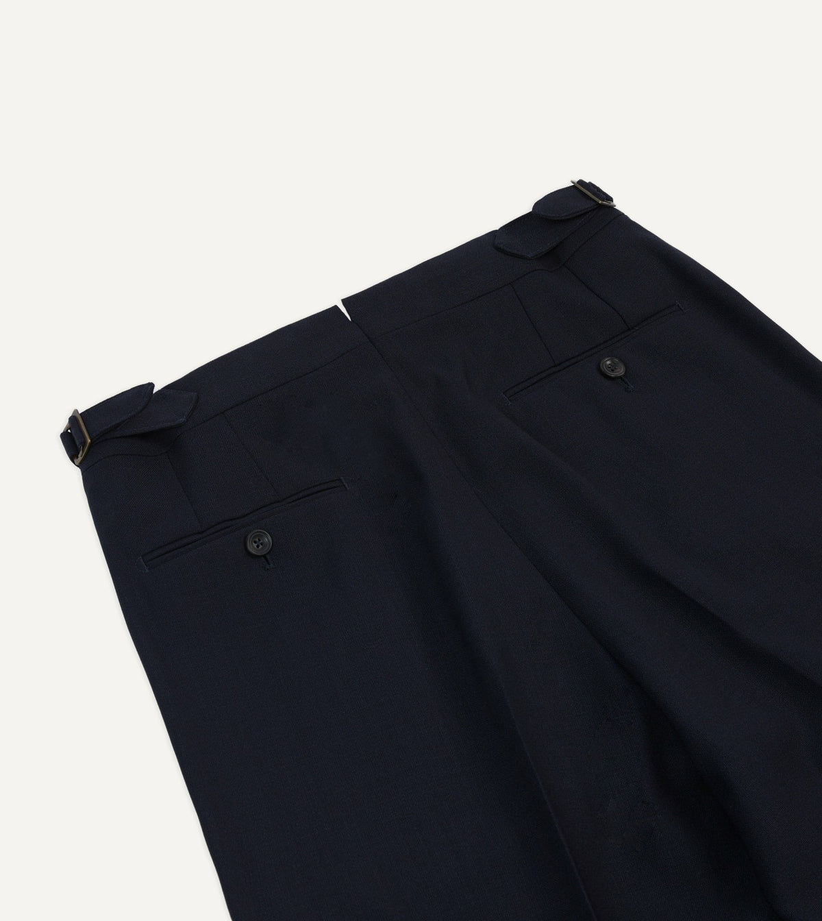 Drake's Navy Tropical Wool Single Pleat Trouser