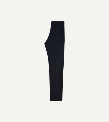 Drake's Navy Tropical Wool Single Pleat Trouser