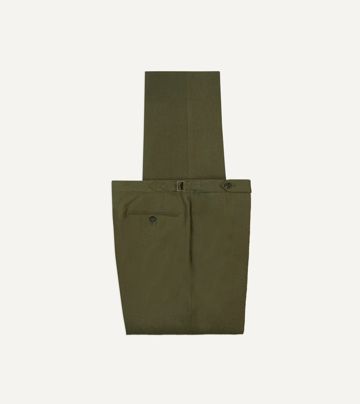 Drake's Olive Irish Linen Single Pleat Trouser