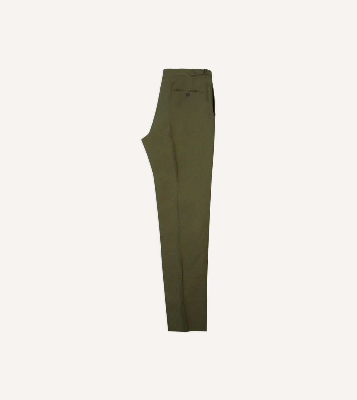 Drake's Olive Irish Linen Single Pleat Trouser