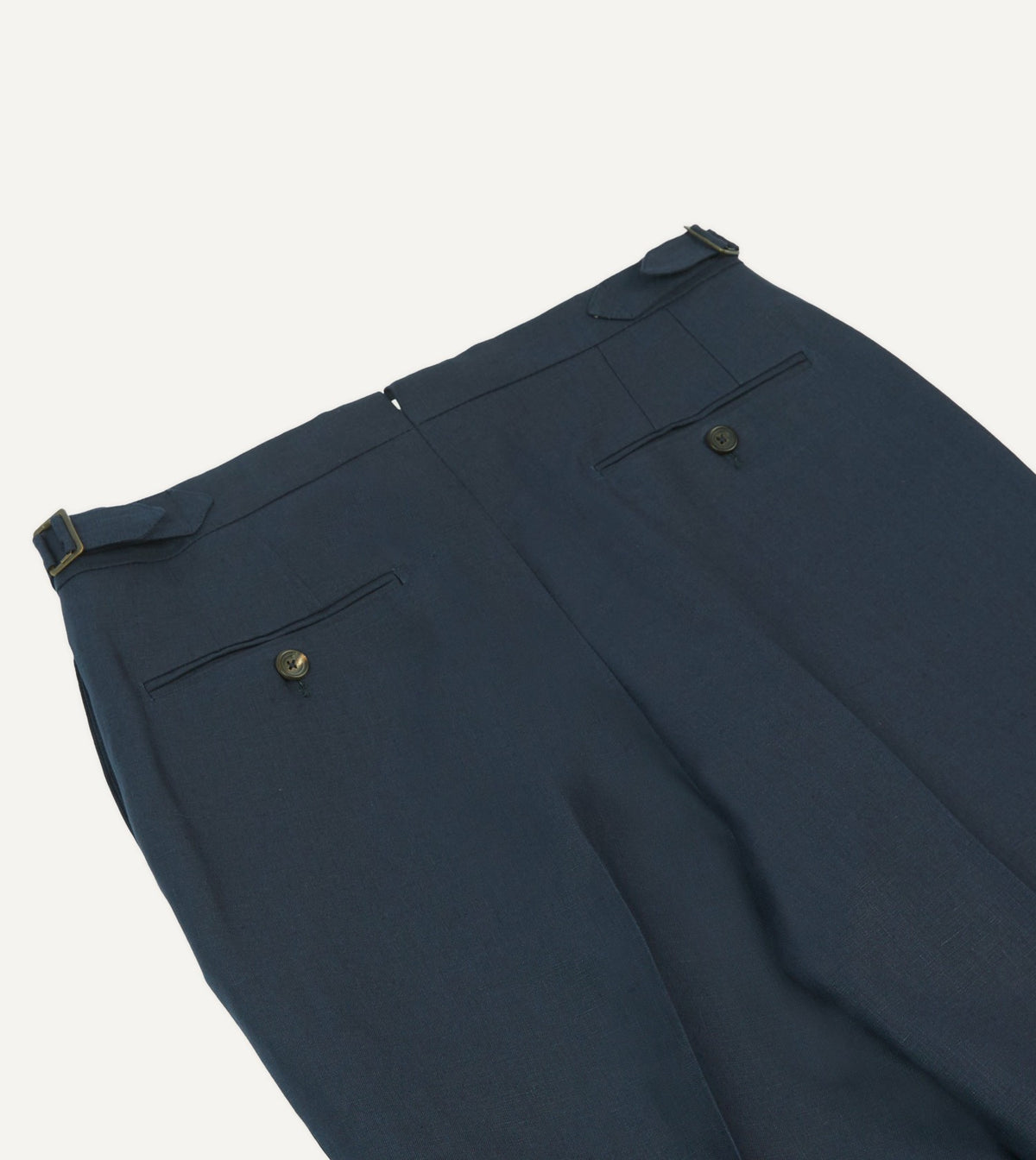 Drake's Navy Irish Linen Single Pleat Trouser