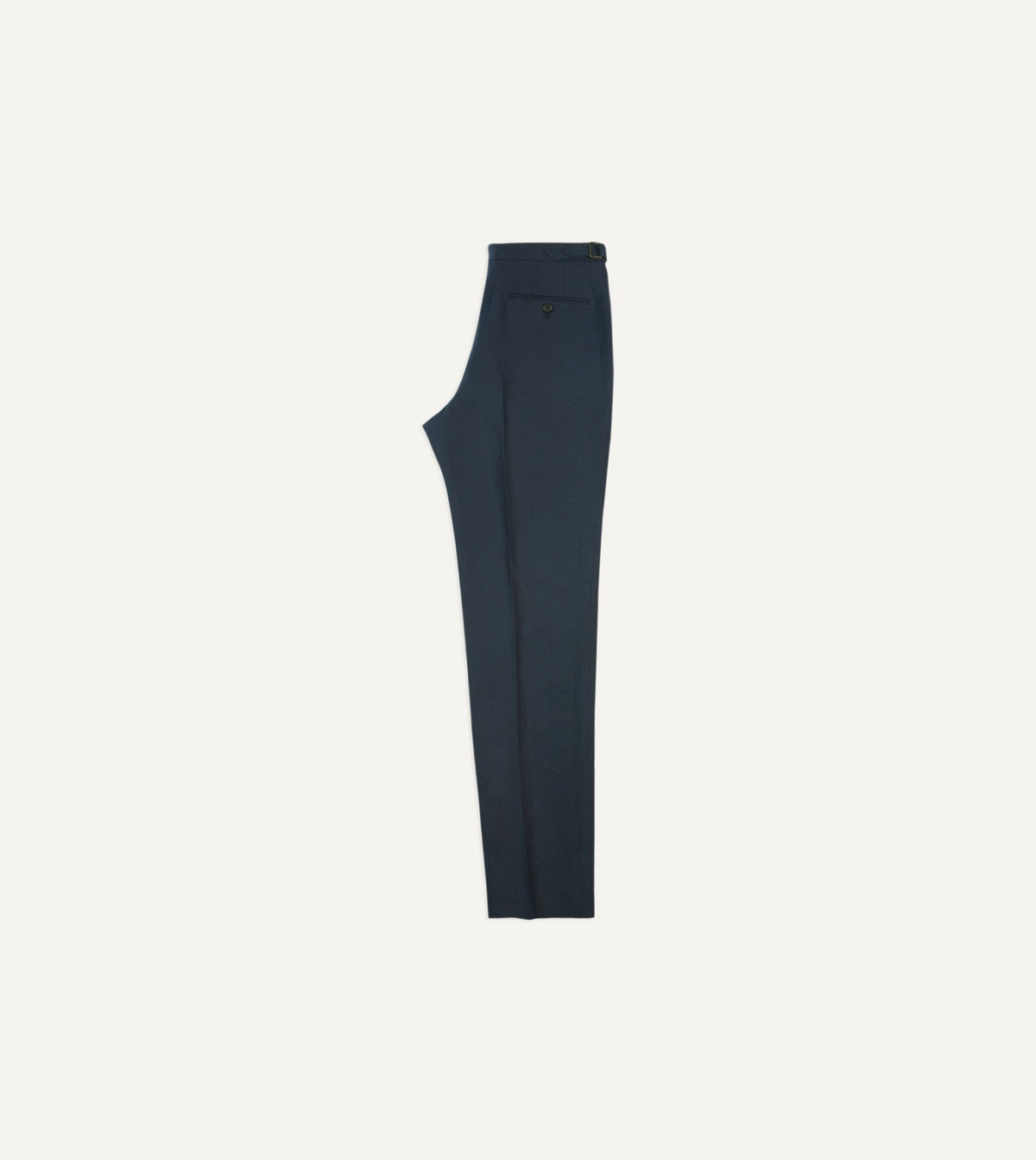 Drake's Navy Irish Linen Single Pleat Trouser