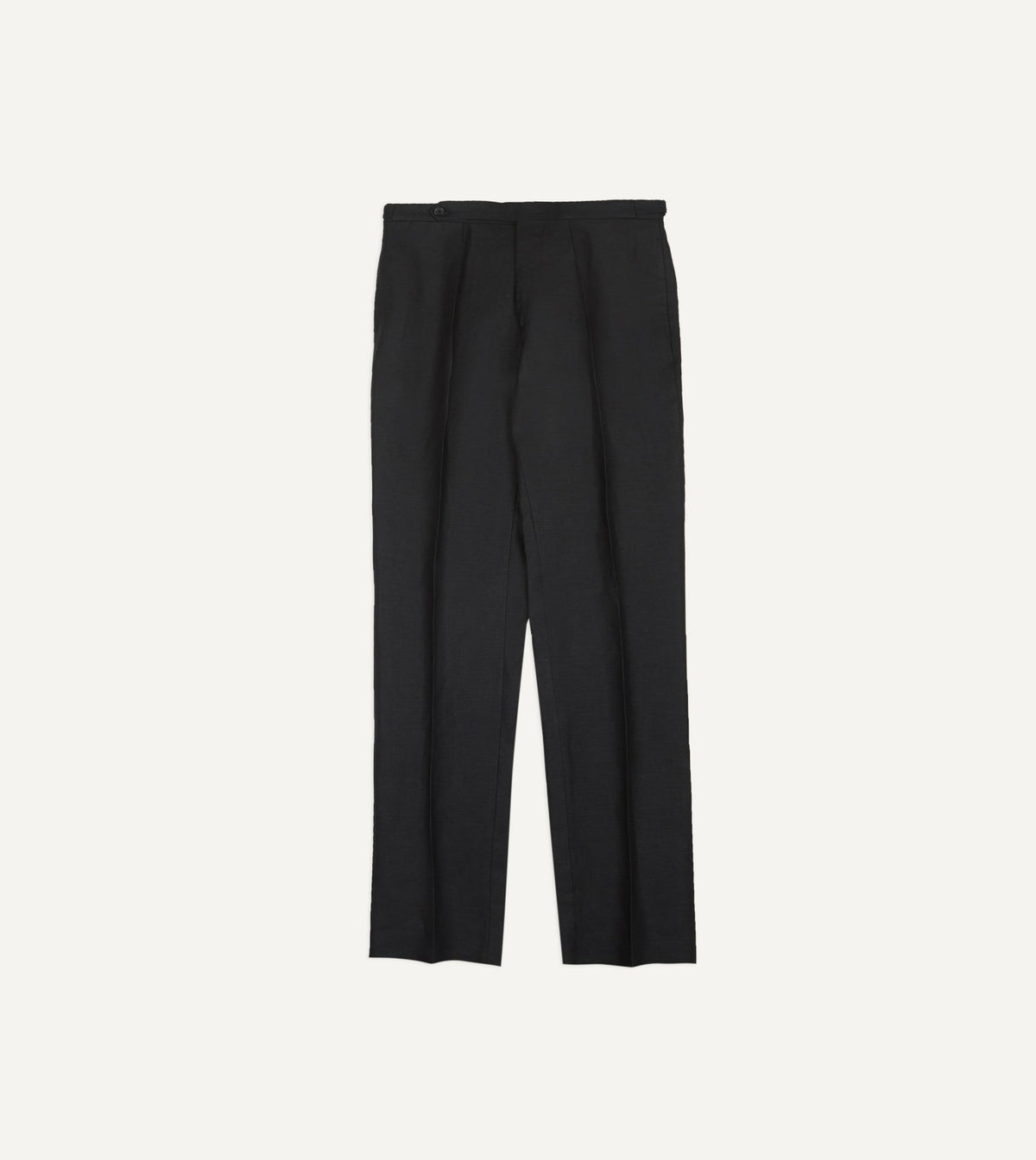 Drake's Black Irish Linen Single Pleat Trouser