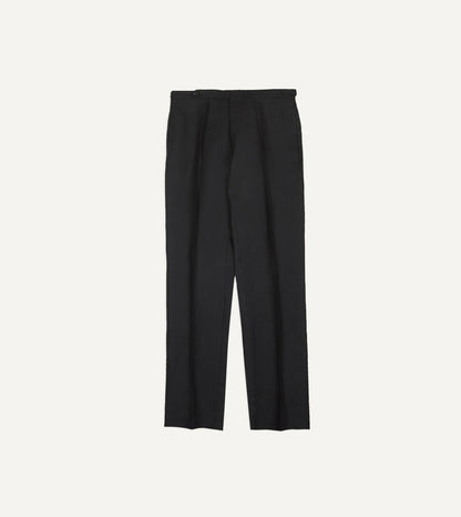 Drake's Black Irish Linen Single Pleat Trouser