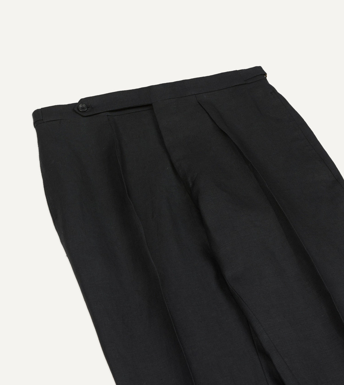 Drake's Black Irish Linen Single Pleat Trouser