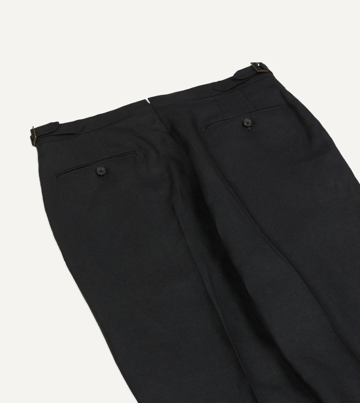 Drake's Black Irish Linen Single Pleat Trouser