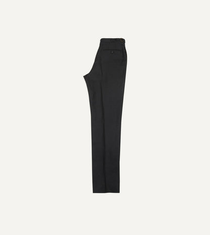 Drake's Black Irish Linen Single Pleat Trouser