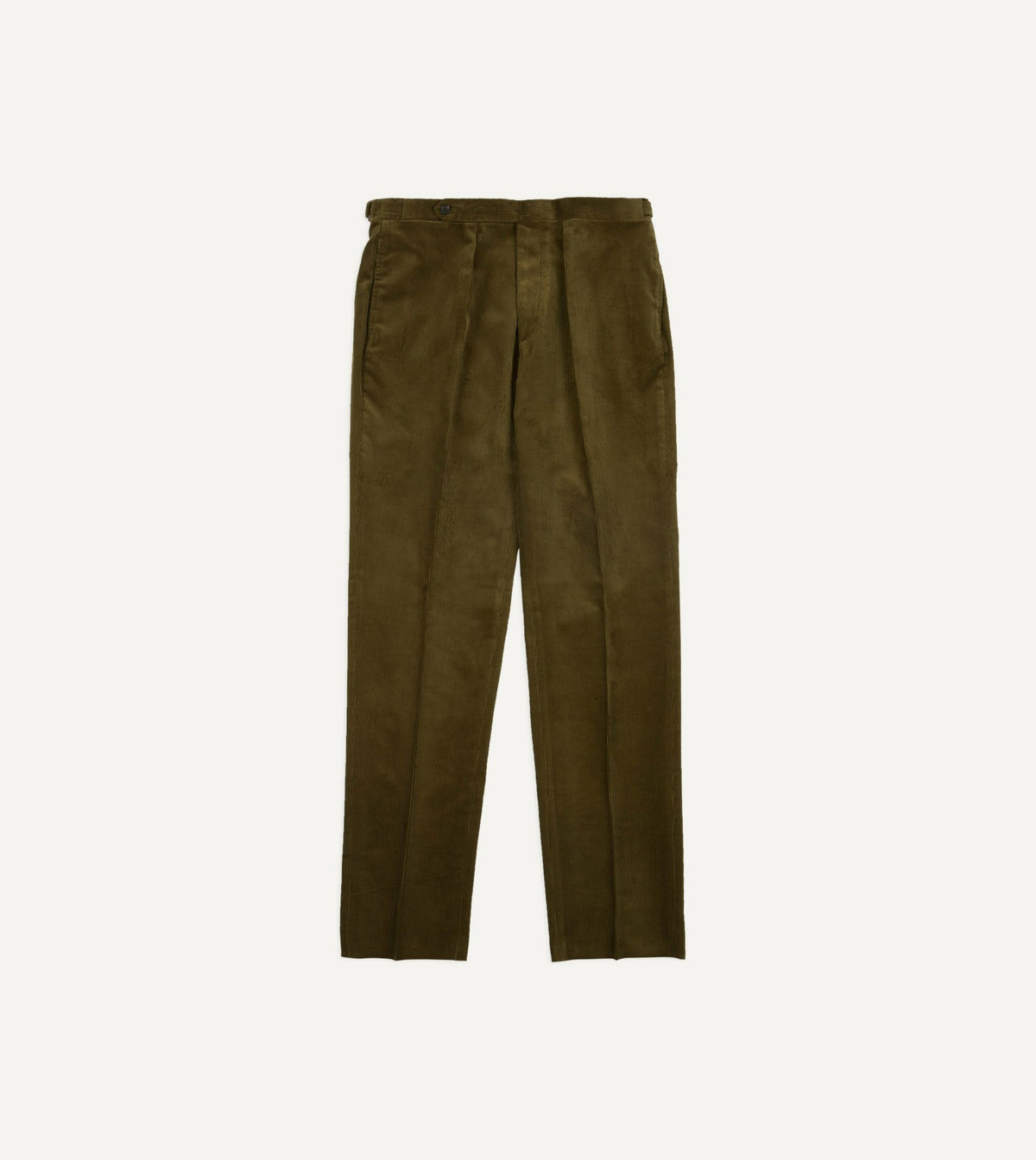 Drake's Olive Mid-Wale Corduroy Single Pleat Trouser