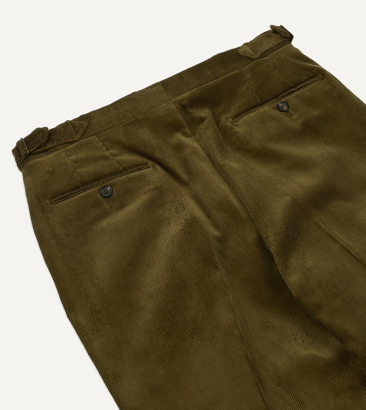 Drake's Olive Mid-Wale Corduroy Single Pleat Trouser