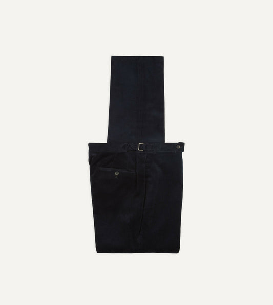 Drake's Navy Mid-Wale Corduroy Single Pleat Trouser