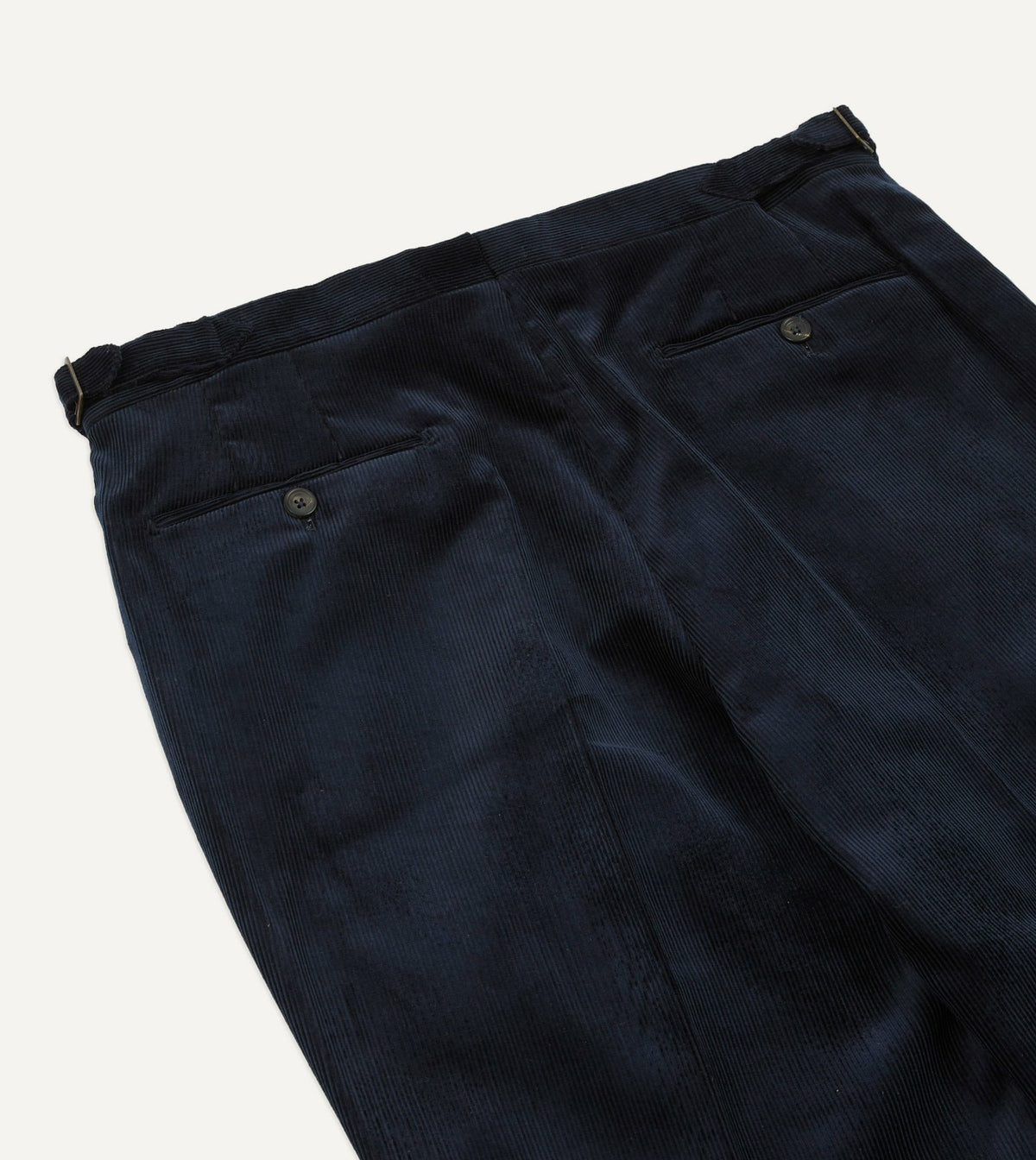 Drake's Navy Mid-Wale Corduroy Single Pleat Trouser