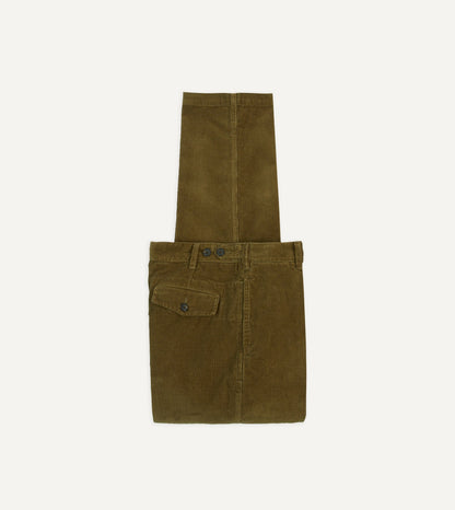 Drake's Olive Cotton Corduroy Field Games Trousers