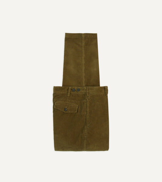 Drake's Olive Cotton Corduroy Field Games Trousers