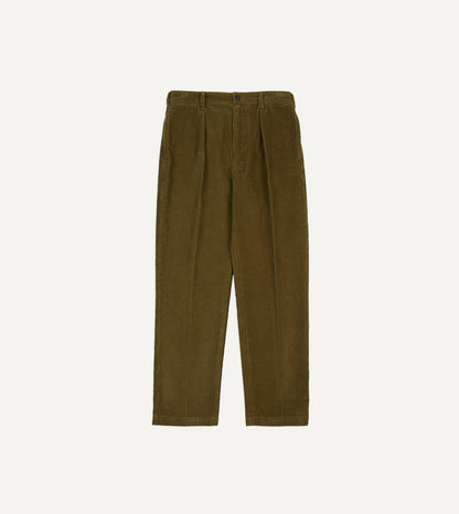Drake's Olive Cotton Corduroy Field Games Trousers