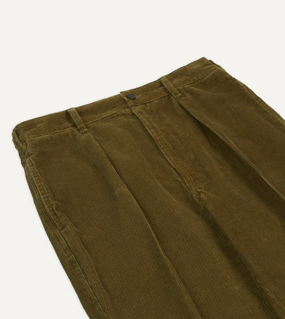 Drake's Olive Cotton Corduroy Field Games Trousers