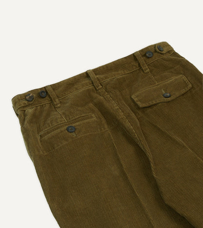 Drake's Olive Cotton Corduroy Field Games Trousers