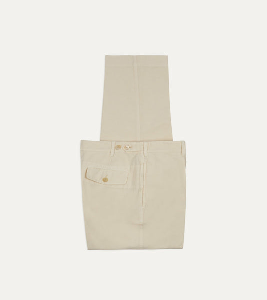 Drake's Ecru Cotton-Linen Games Trouser