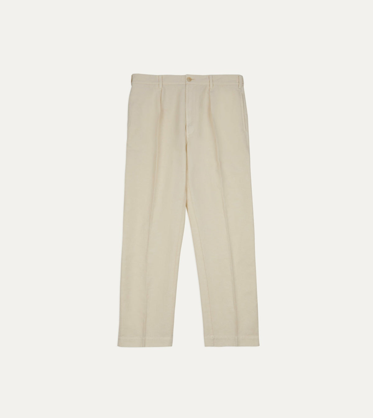 Drake's Ecru Cotton-Linen Games Trouser